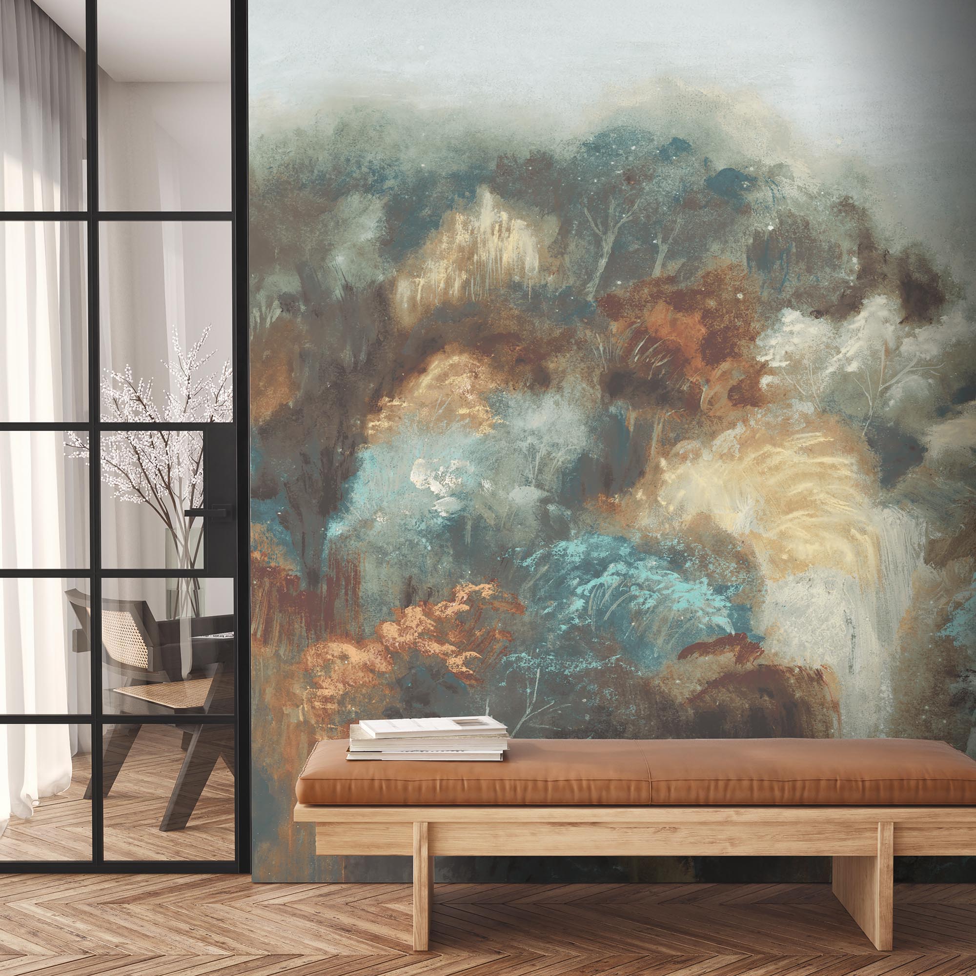 Pastoral Autumn Mural – Botanical Scenic Wallpaper, Paste-the-Wall ...