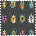 Beetle Jewels Multi Black Velvet Fabric