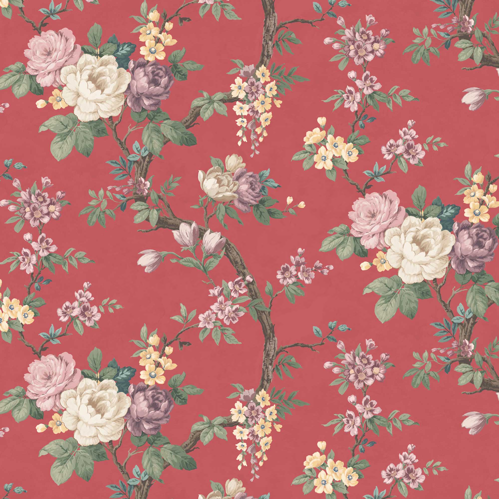 Ditsy Floral Rouge Red Wallpaper