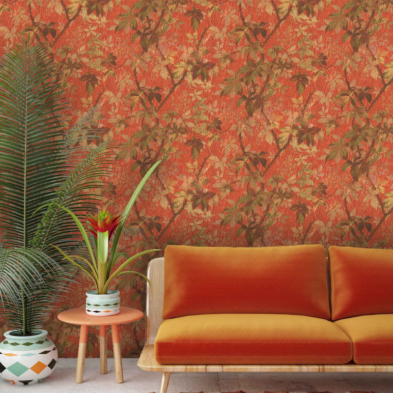 Tropic Coral Red Wallpaper