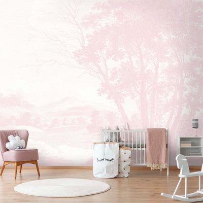 Peaceful Countryside Pink Mural