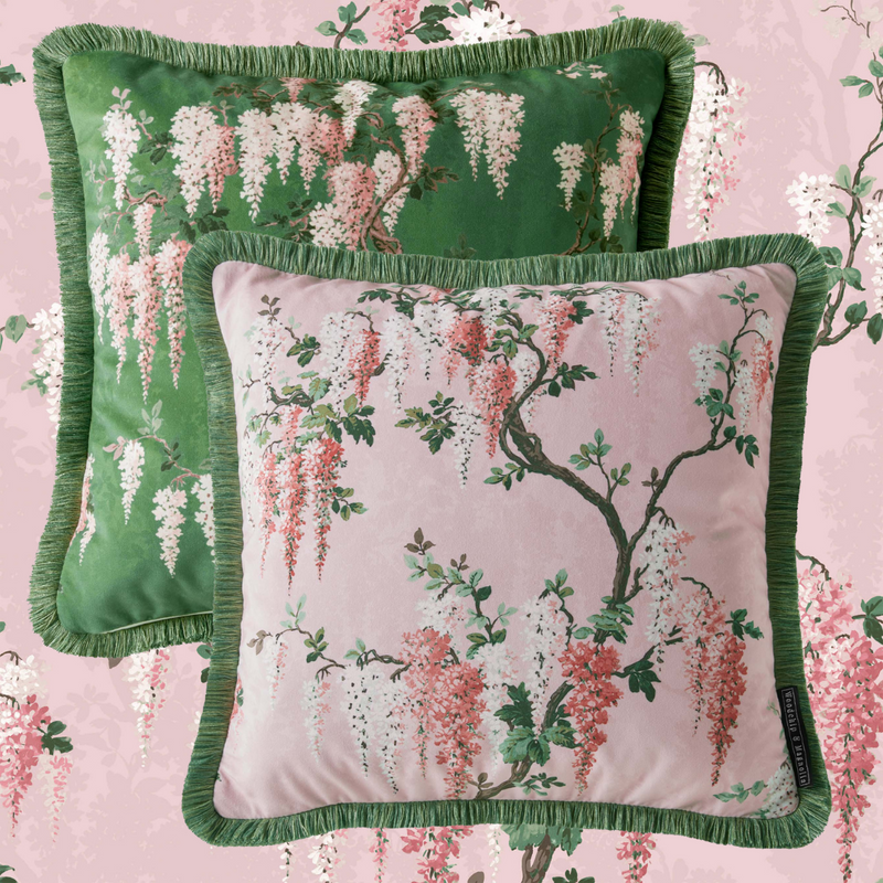 Wisteria Pink/Green Bloom Cushion