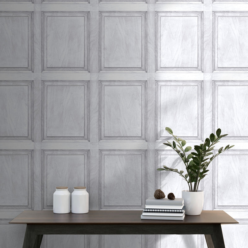 White Wood Panel Wallpaper