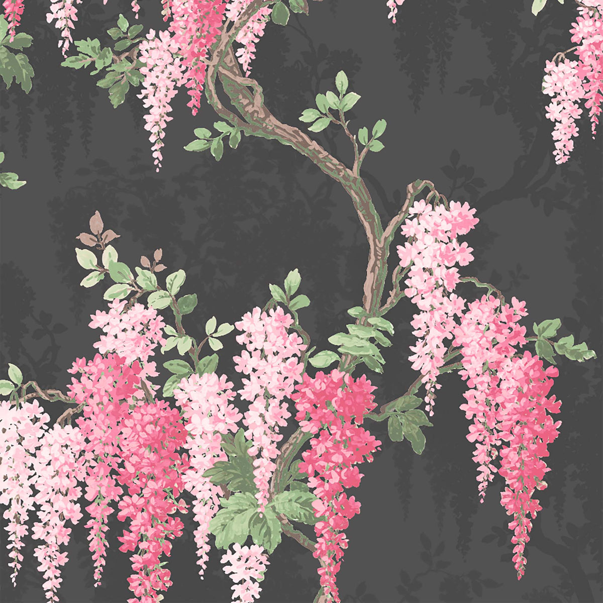 Wisteria Noir Mural – Chinoiserie Floral Wall Mural, Paste-the-Wall ...
