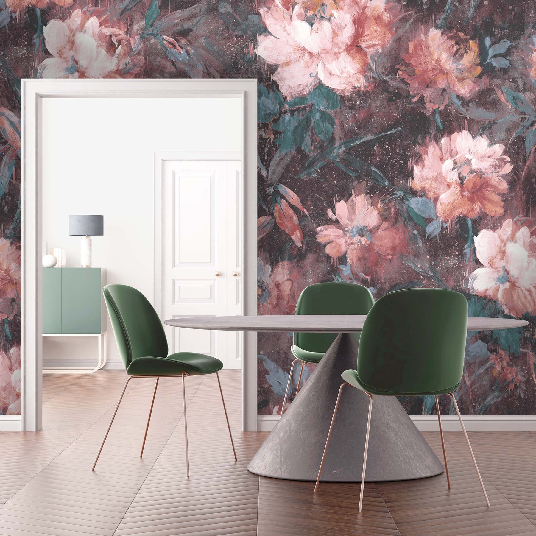 Darling Turkish Delight Ready Made Wall Mural Wallpaper Pink, Floral