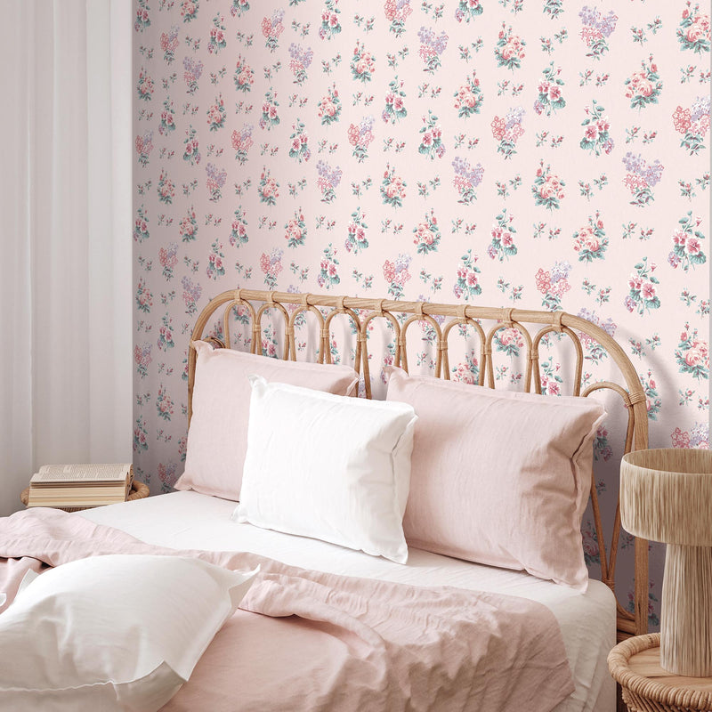 Posies in Pale Pink Wallpaper