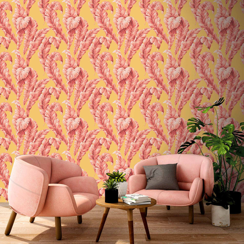 Lets Go Bananas Pink/Yellow Wallpaper