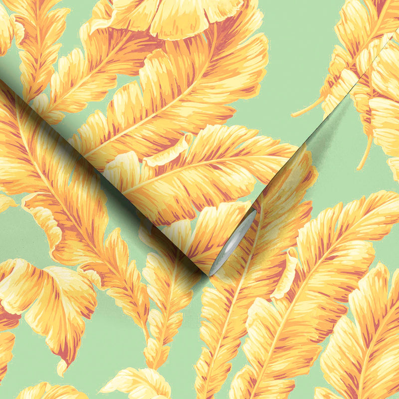 Lets Go Bananas Aqua/Yellow Wallpaper