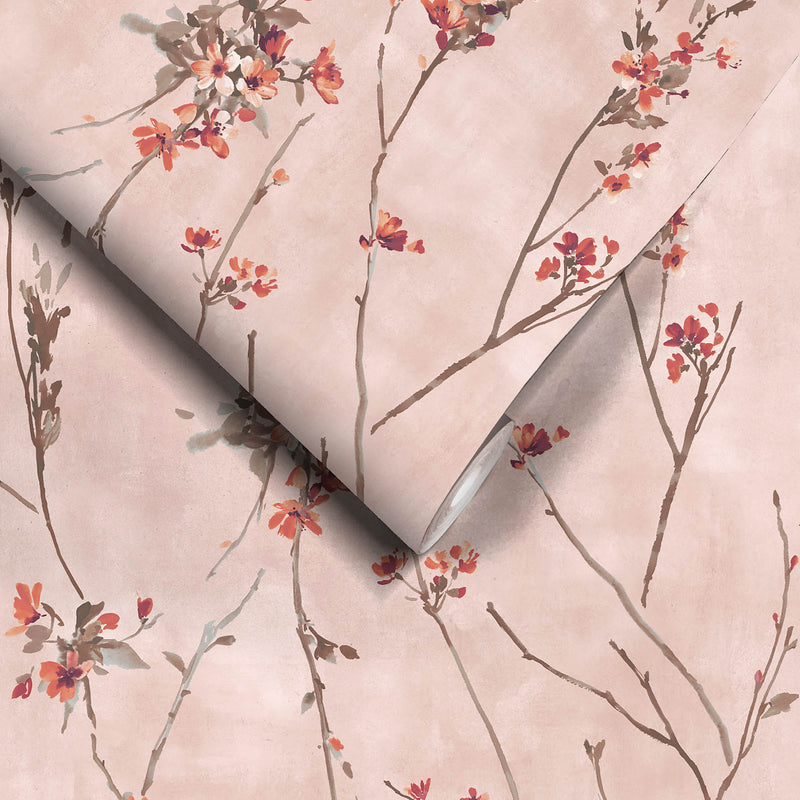 Blossom Burnt Orange & Blush Wallpaper