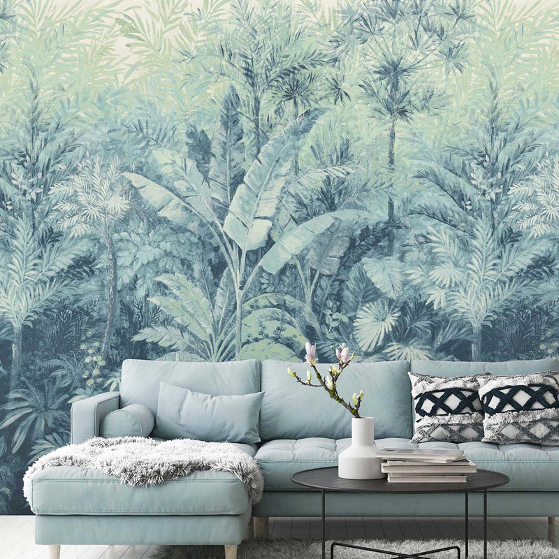 Biome Inky Blue Ready Made Wall Mural Wallpaper Lush, Tropical, Green