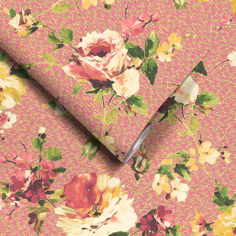 Lancashire Rose Rhubarb Pink Wallpaper