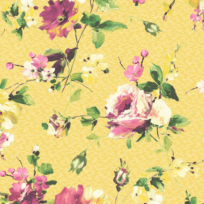 Lancashire Rose Sunshine Yellow Wallpaper