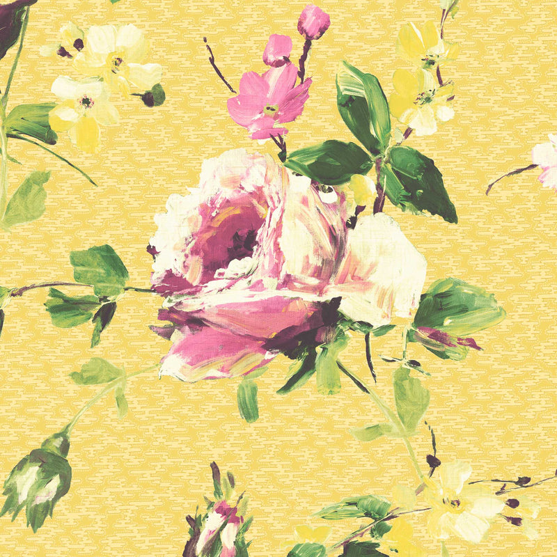 Lancashire Rose Sunshine Yellow Wallpaper