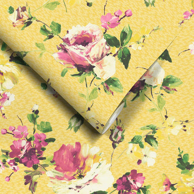 Lancashire Rose Sunshine Yellow Wallpaper