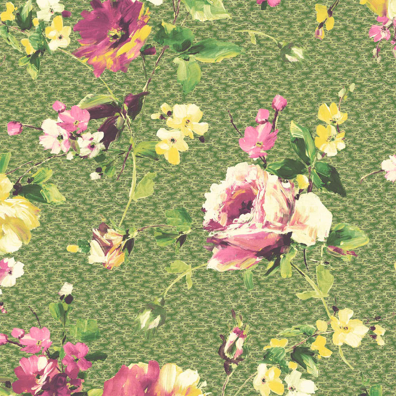 Lancashire Rose Olive Green Wallpaper