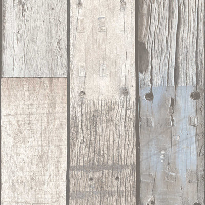 Driftwood Plank Pebble Grey Wallpaper