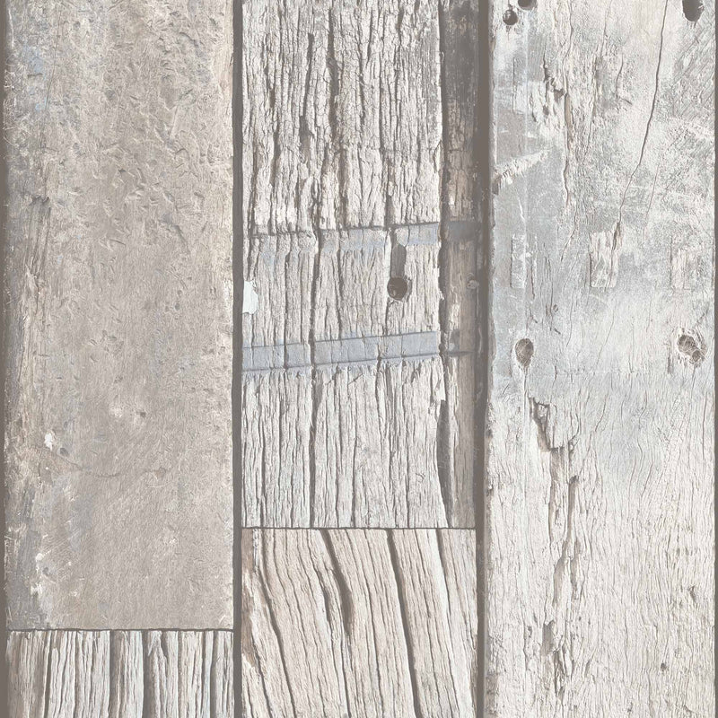 Driftwood Plank Pebble Grey Wallpaper