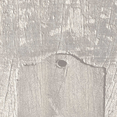 Driftwood Plank Cottage White Wallpaper