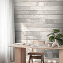 Driftwood Plank Cottage White Wallpaper