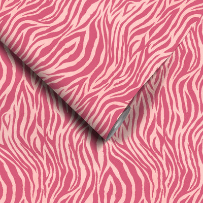 Debra Zebra Pink on Pink Wallpaper