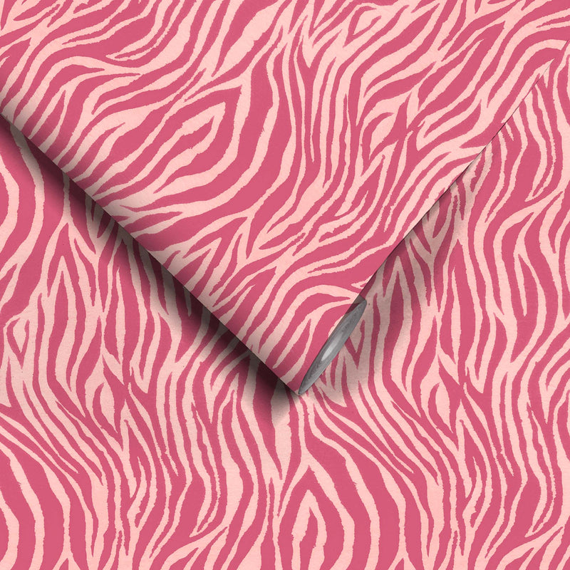Debra Zebra Pink on Pink Wallpaper
