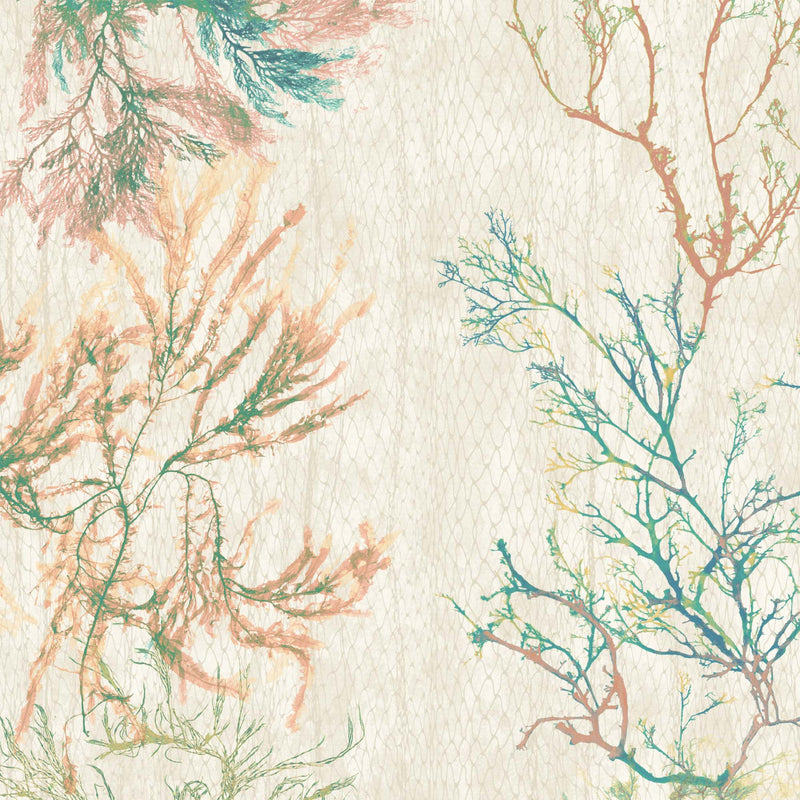Seagrass Seaweed Stripe in Coral and Kelp Green