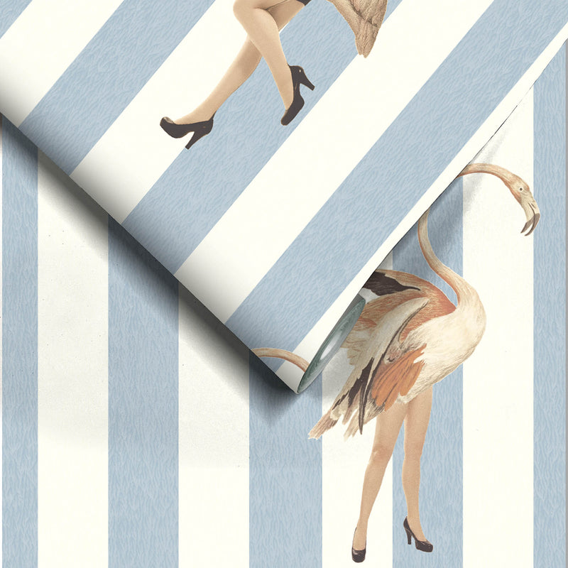 Marilyn Vintage Blue Stripe Wallpaper