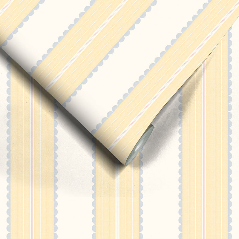 Pin Up Stripe Soft Yellow Wallpaper