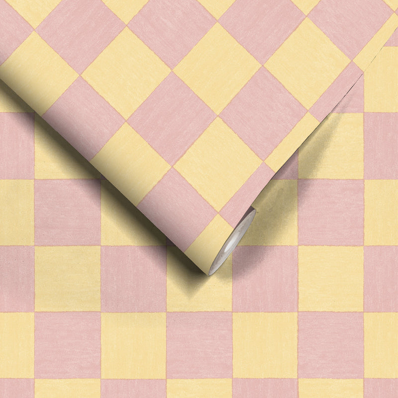 Battenberg Sugar Pink Yellow Wallpaper