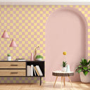 Battenberg Sugar Pink Yellow Wallpaper