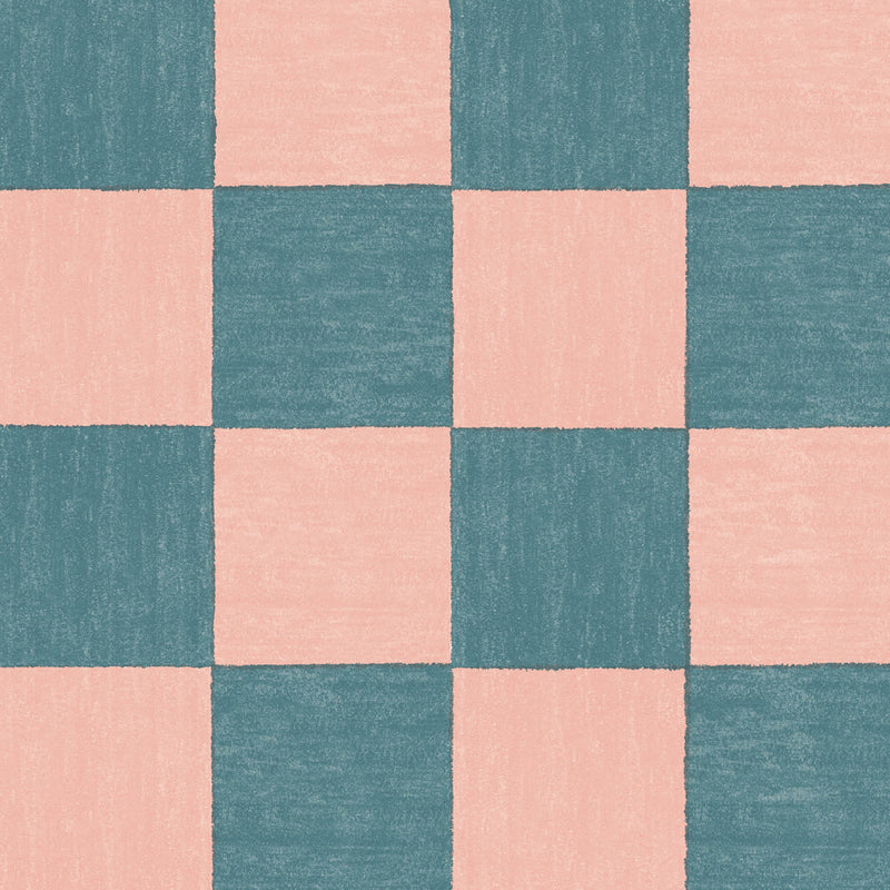 Battenberg Coral Teal Wallpaper