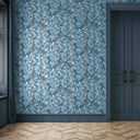 Verdant Trellis Denim Blue Wallpaper