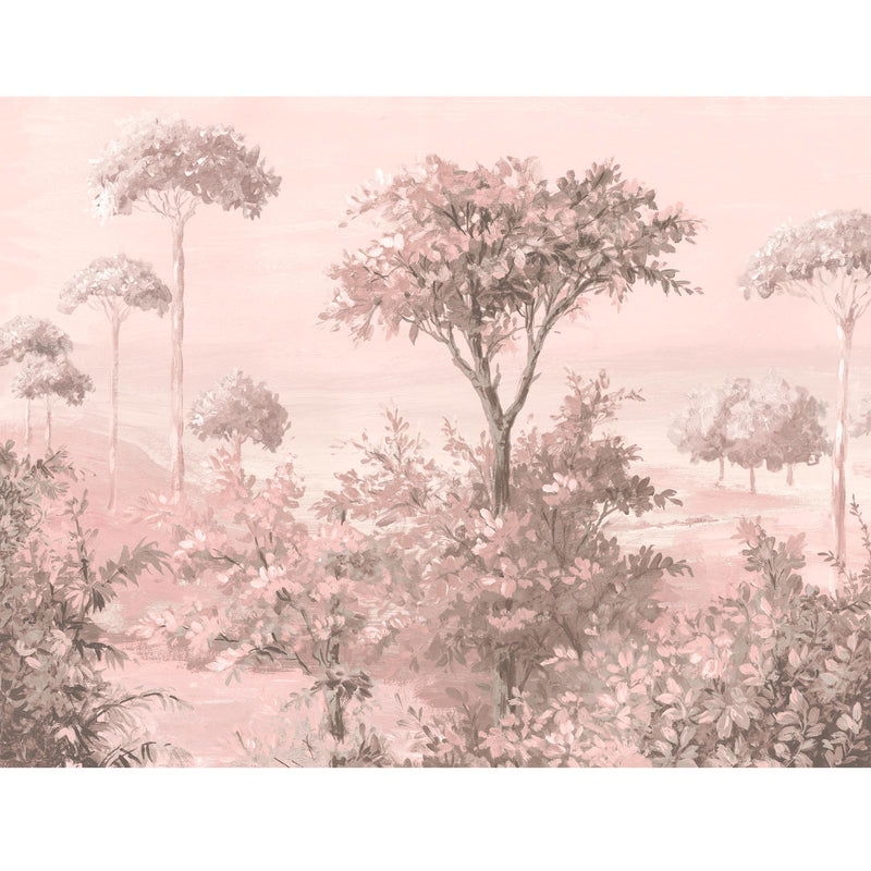 Oasis Blush Ready Made Wall Mural Wallpaper Pink, Grey, Green, Lush