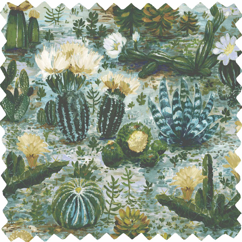 Cacti Pickle Green Velvet Fabric