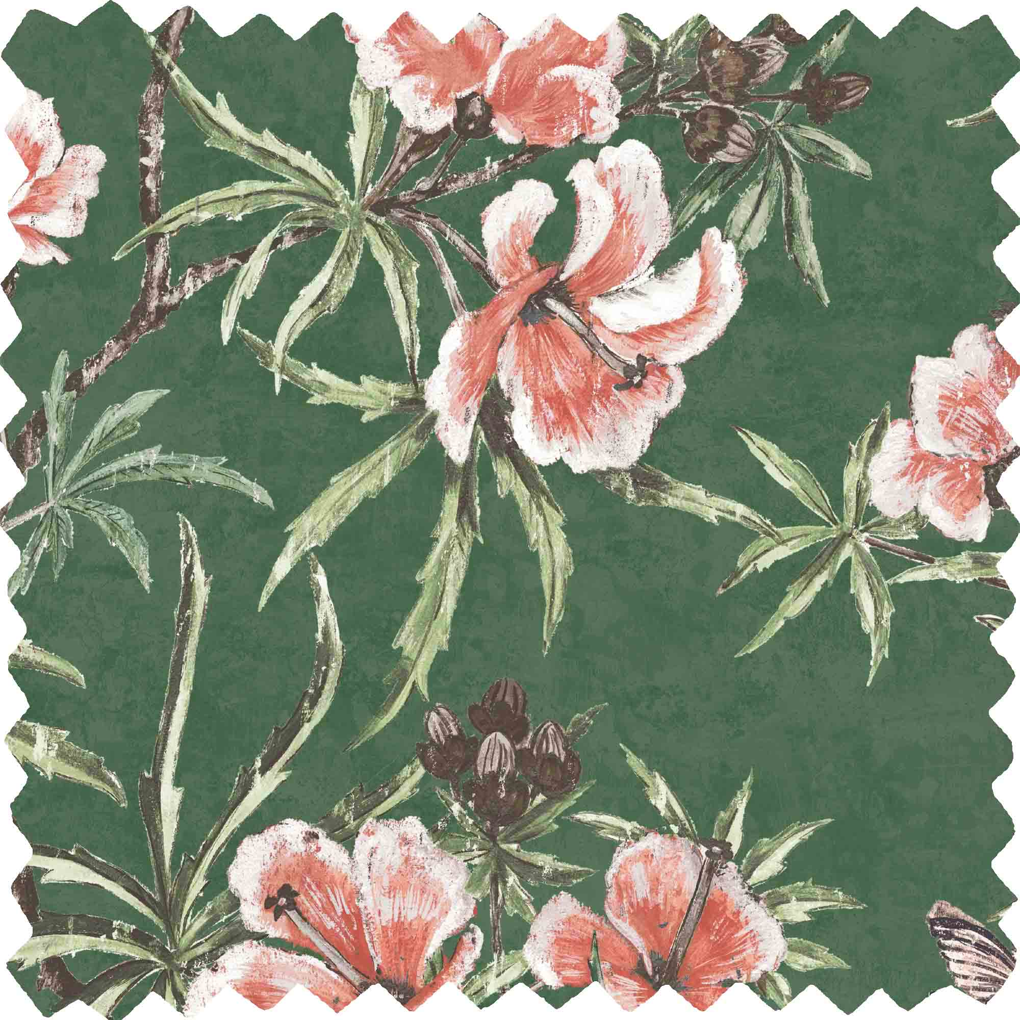Zen Botanical Green Linen Fabric – Botanical Upholstery & Curtain ...