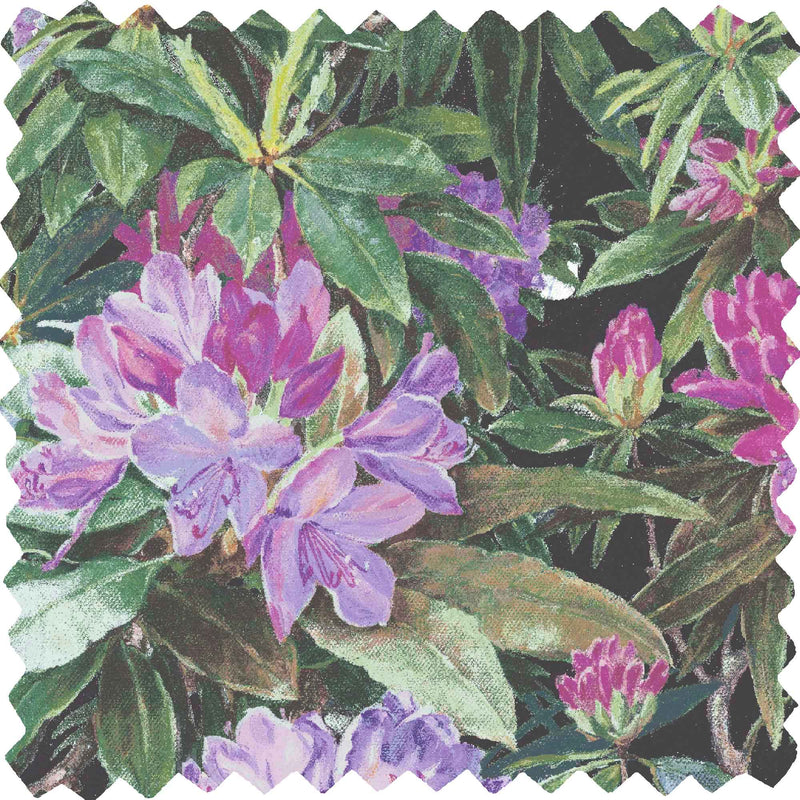 Rhododendron Purple & Black Linen Fabric