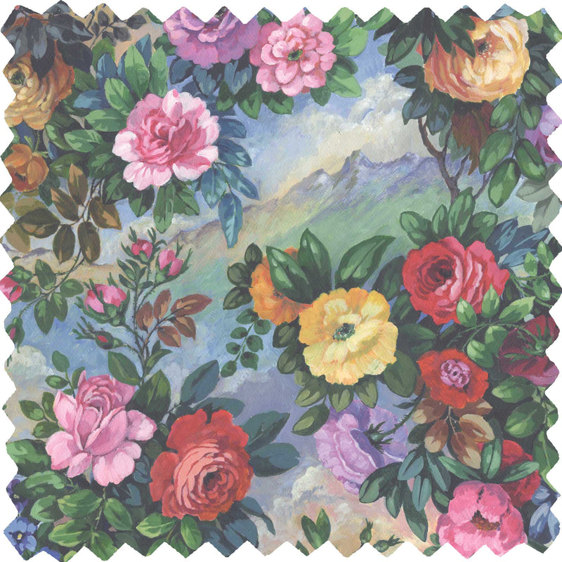 Fantasy Garden Floral Linen Fabric