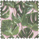 Monstera Green & Blush Velvet Fabric