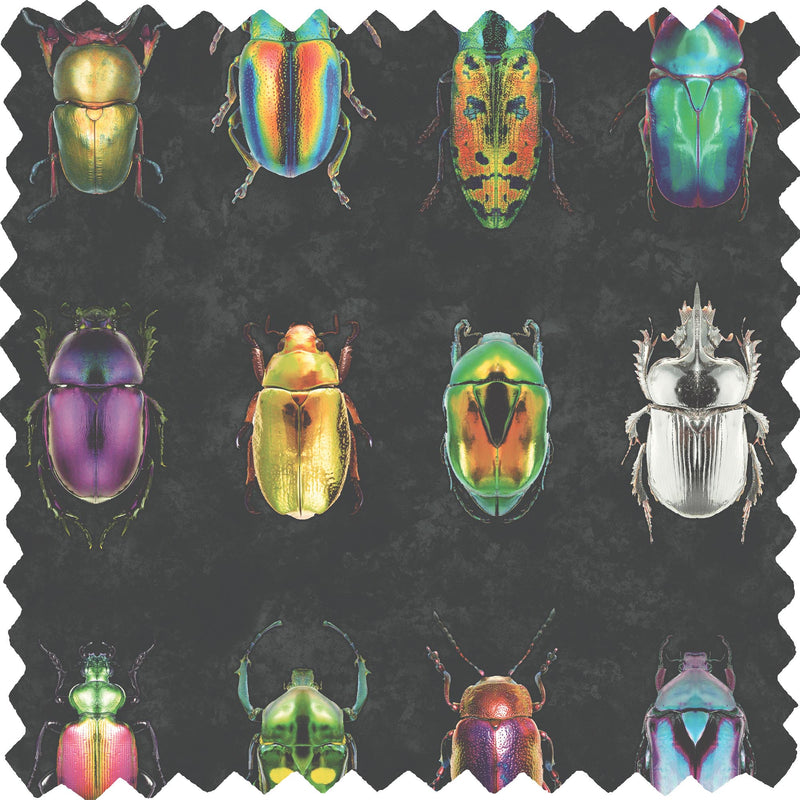 Beetle Jewels Multi Black Velvet Fabric