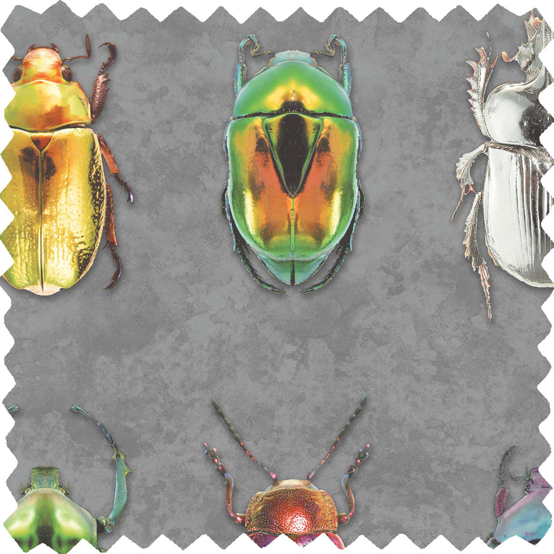 Beetle Jewels Multi Charcoal Velvet Fabric