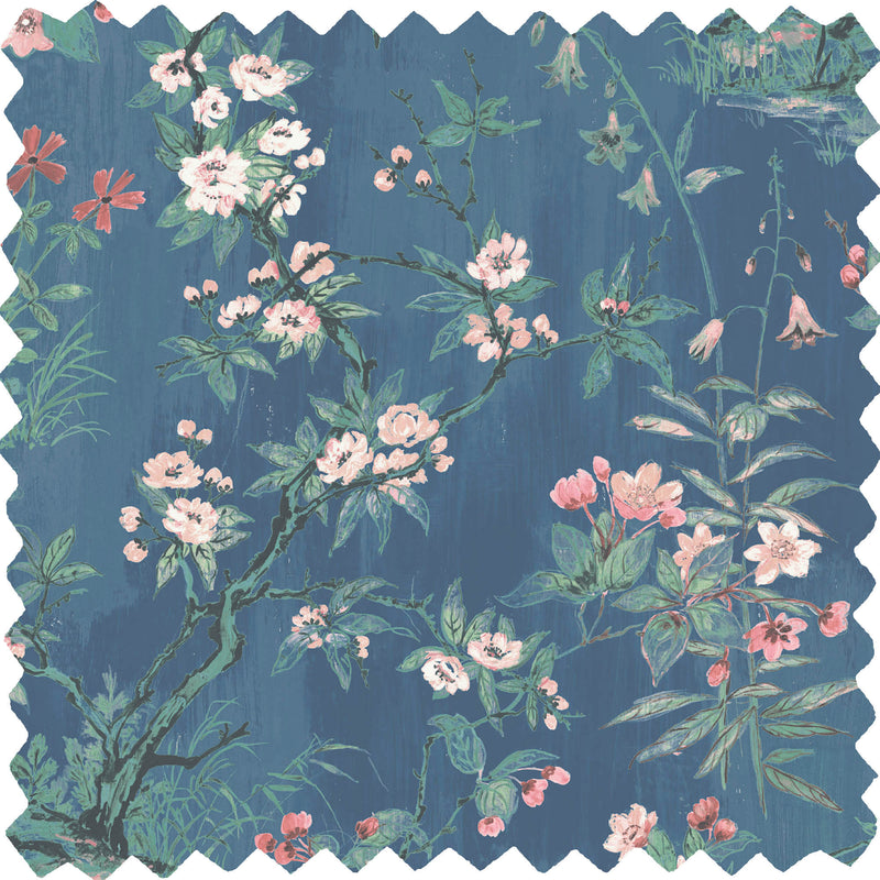 Rivington Marine Blue/Blush Velvet Fabric