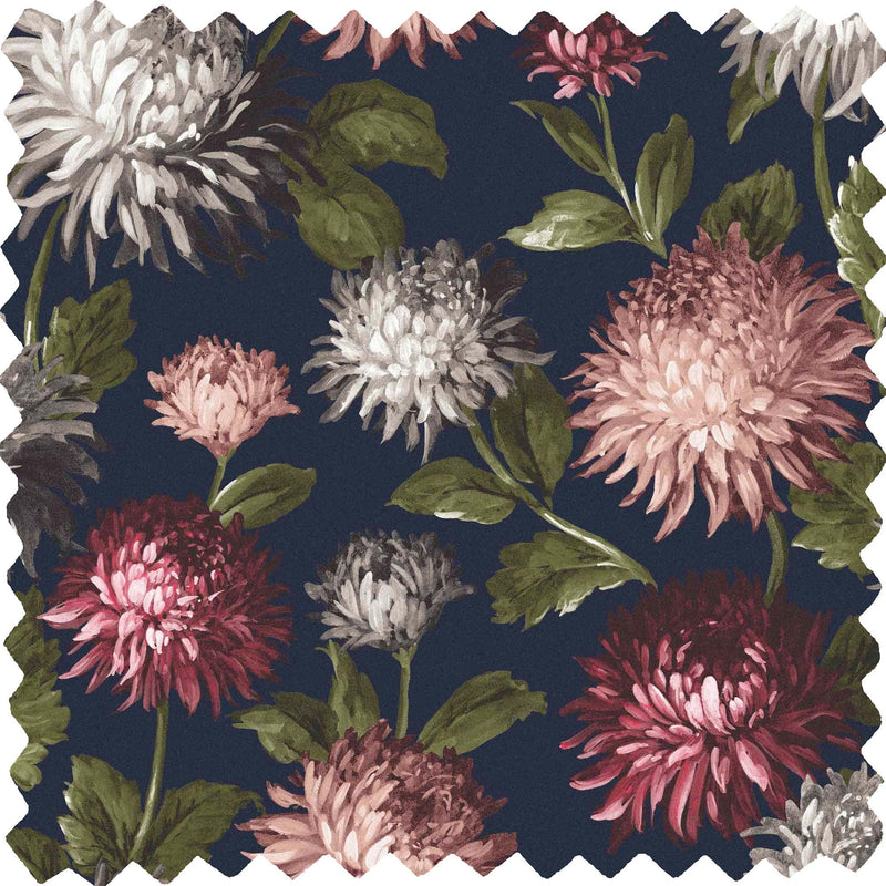 October Bloom Navy Velvet Fabric