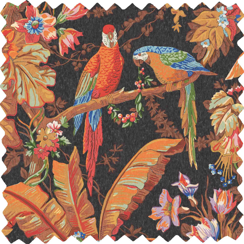 Parrot Talk Terracotta Sunset Linen Fabric