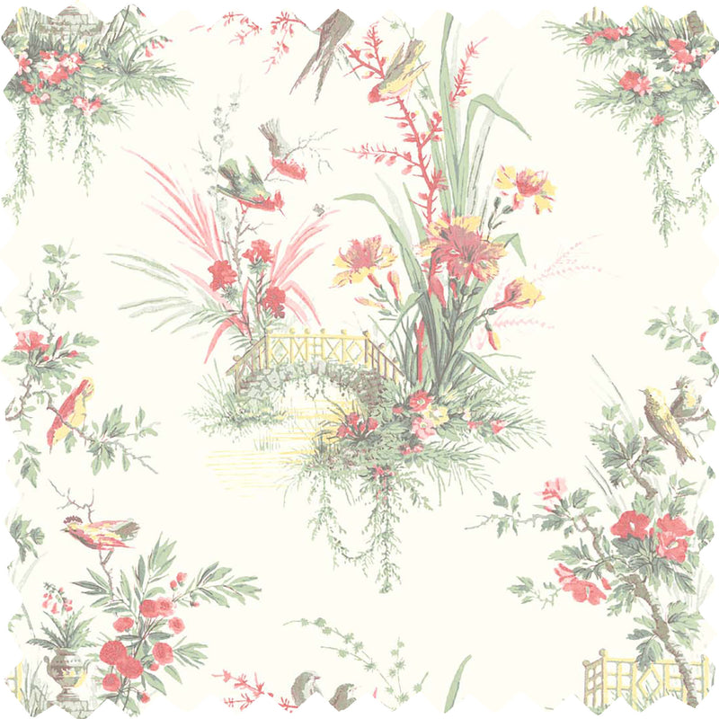 Magical Garden in Vanilla Linen Fabric