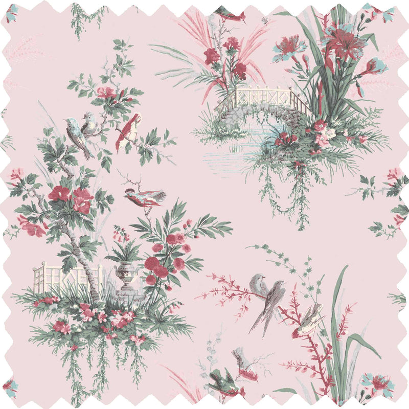 Magical Garden in Pink Linen Fabric