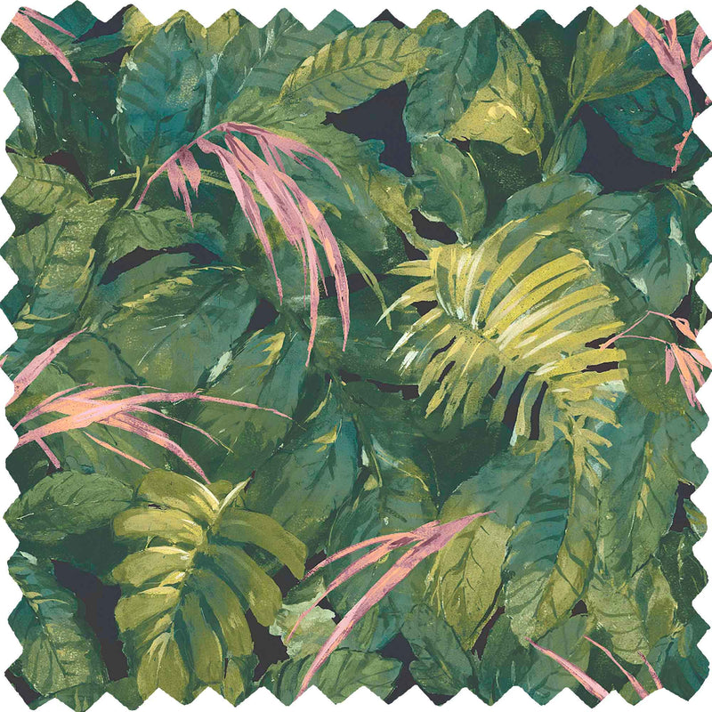 Lush Green/Pink Linen Fabric
