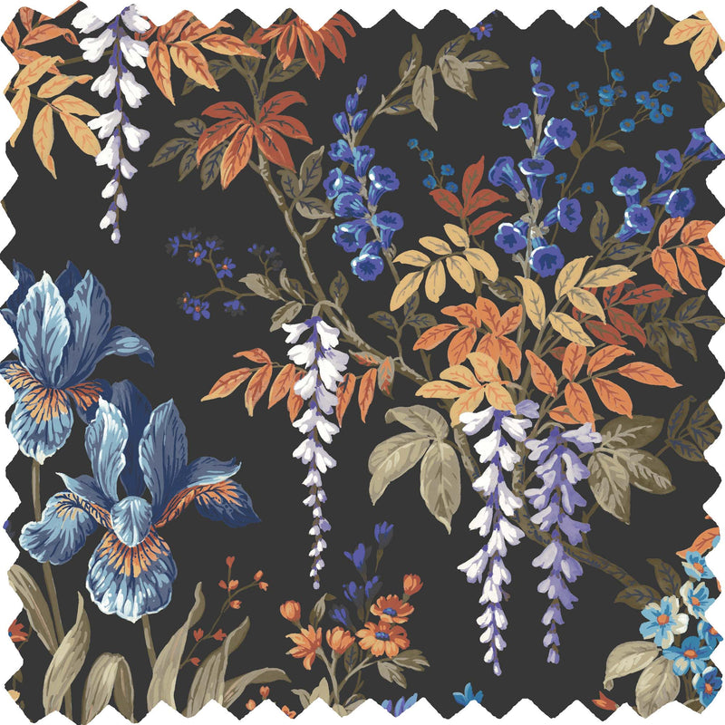 Hestia Coal Black Linen Fabric