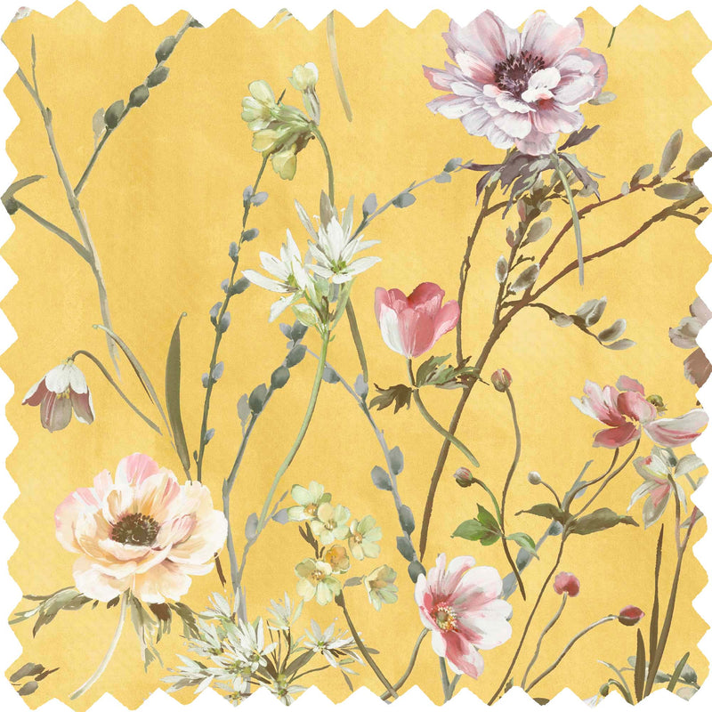 Maytime Sunny Yellow Velvet Fabric