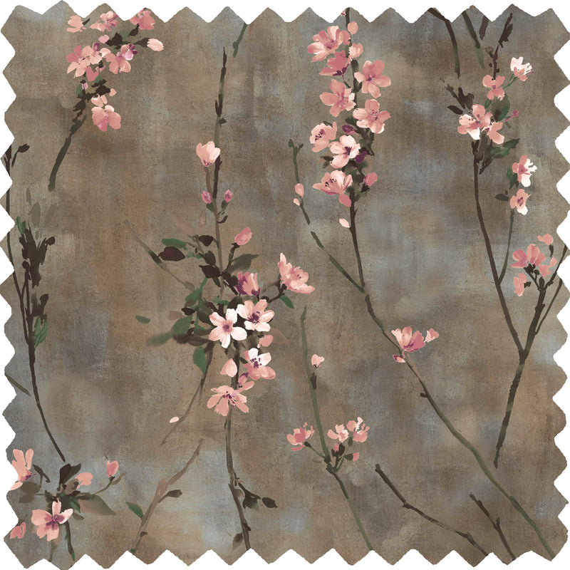Blossom Brown & Blush Linen Fabric