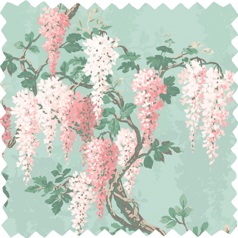 Wisteria Botanical Mint Linen Fabric